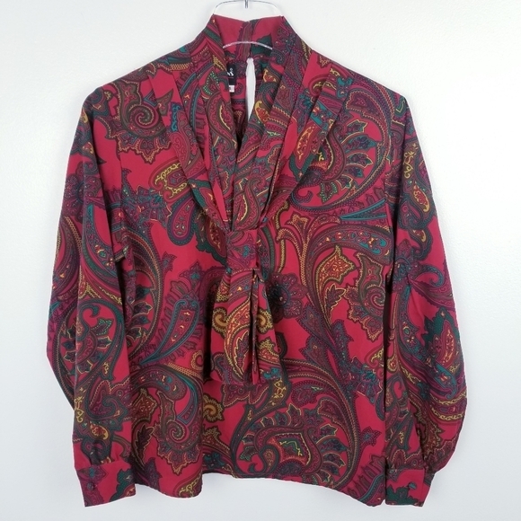 Vintage Paisley Red Blouse - Picture 1 of 11